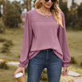 thumbnail image 1 of EQWLJWE Blouses à Manches Longues pour Femmes Col Rond Manches Longues Creusées Patchwork T-shirt Ample Vêtements d'Automne pour Femmes, 1 of 5