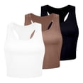 thumbnail image 1 of GDREDA Gym Racerback Tank Tops Women's 3 Piece Tank Tops Ribbed Seamless Workout Exercise Shirts Yoga Crop Tops Women's Tanks & Camis Pink,M, 1 of 3