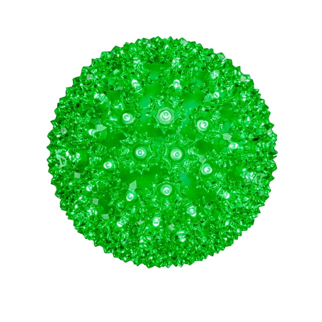 Novelty Lights LED 7.5in 100 Light Starlight Sphere, Green, Large Ornament Ball Light, 5ft Hanging Cord with S Hook, 12ft Power Cord with Stackable Plug, Commercial Grade
