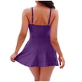 thumbnail image 4 of TIMIFIS Robe Maillot de Bain pour Femmes une Pièce Robe de Bain Été Bain de Soleil Maillot de Bain Couleur Unie Mode Planche Volleyball Activité Maillot de Bain, 4 of 5