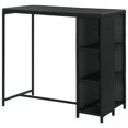 thumbnail image 2 of vidaXL Table de Bar avec Étagère de Rangement Noir 120x60x110 cm Poly Rotin, 2 of 4