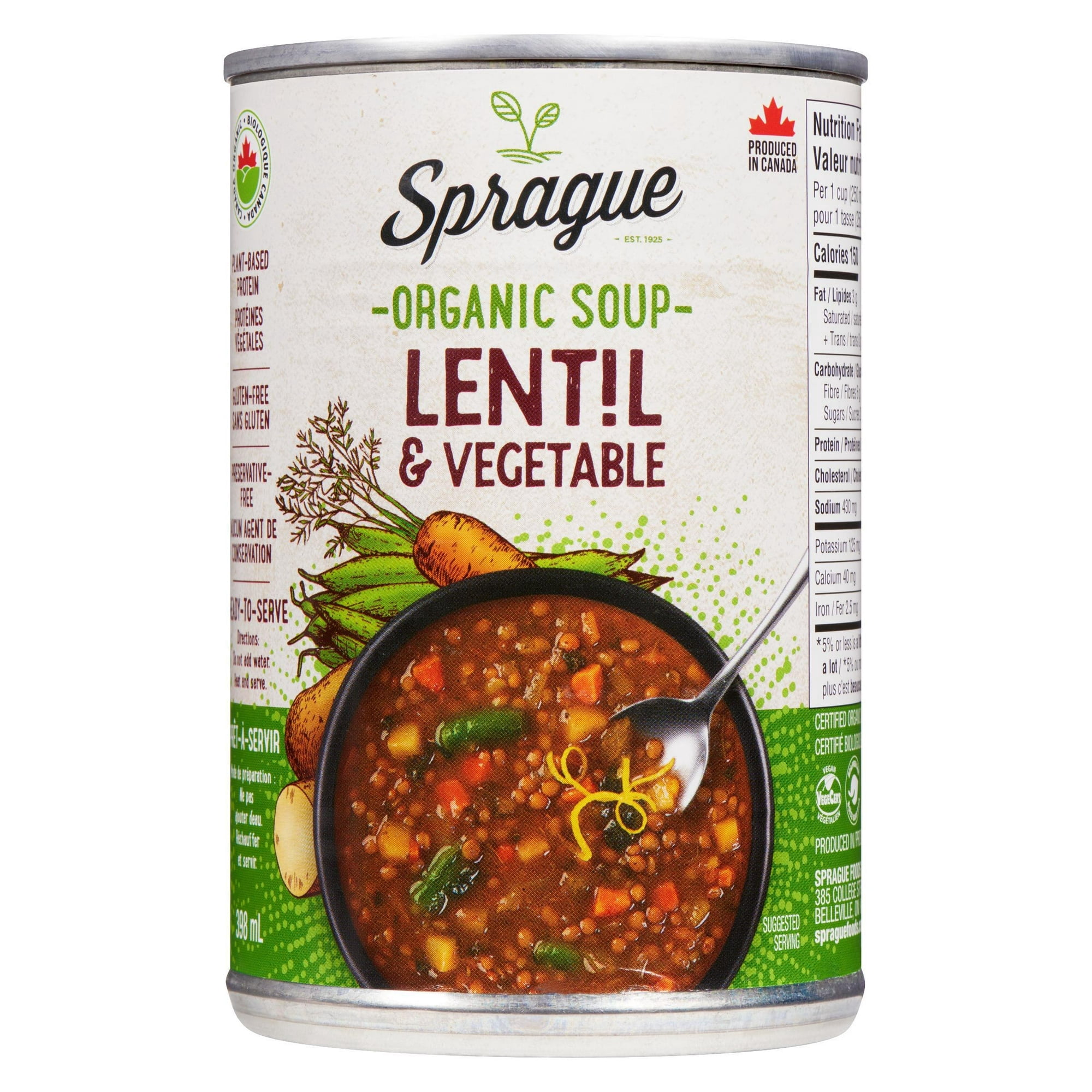 Sprague Soupe de Lentilles Biologique aux Légumes