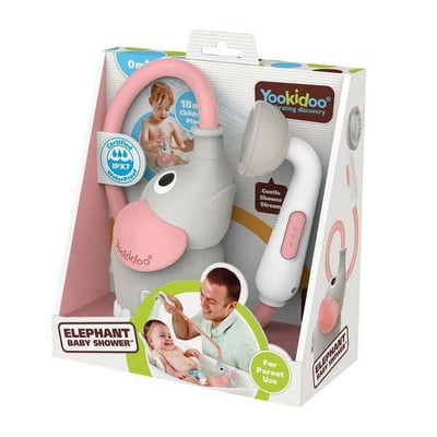 Elephant Baby Bath Toy Shower - Soothing & Gentle Stream, One-Handed Operation, Portable with Circulating Water Pump