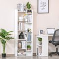 thumbnail image 2 of HOMCOM 6-Shelf Closed Back Wood Bookshelf Storage Shelves Decor Display, 2 of 10
