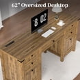 thumbnail image 2 of FIAKOA 62" Executive Desk, Modern Farmhouse Computer Desk with Drawers & Cabinet,Home Office Desk Writing Workspace for Work Study,Brown, 2 of 9