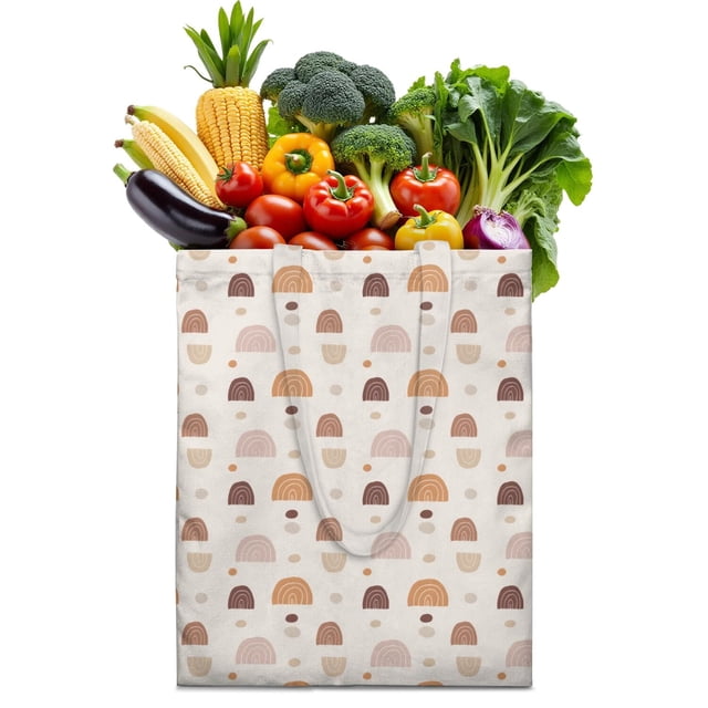 Baby's Cartoon Space Canvas Shopping Bag – Colorful Rocket Stars and Moon Design Reusable Tote