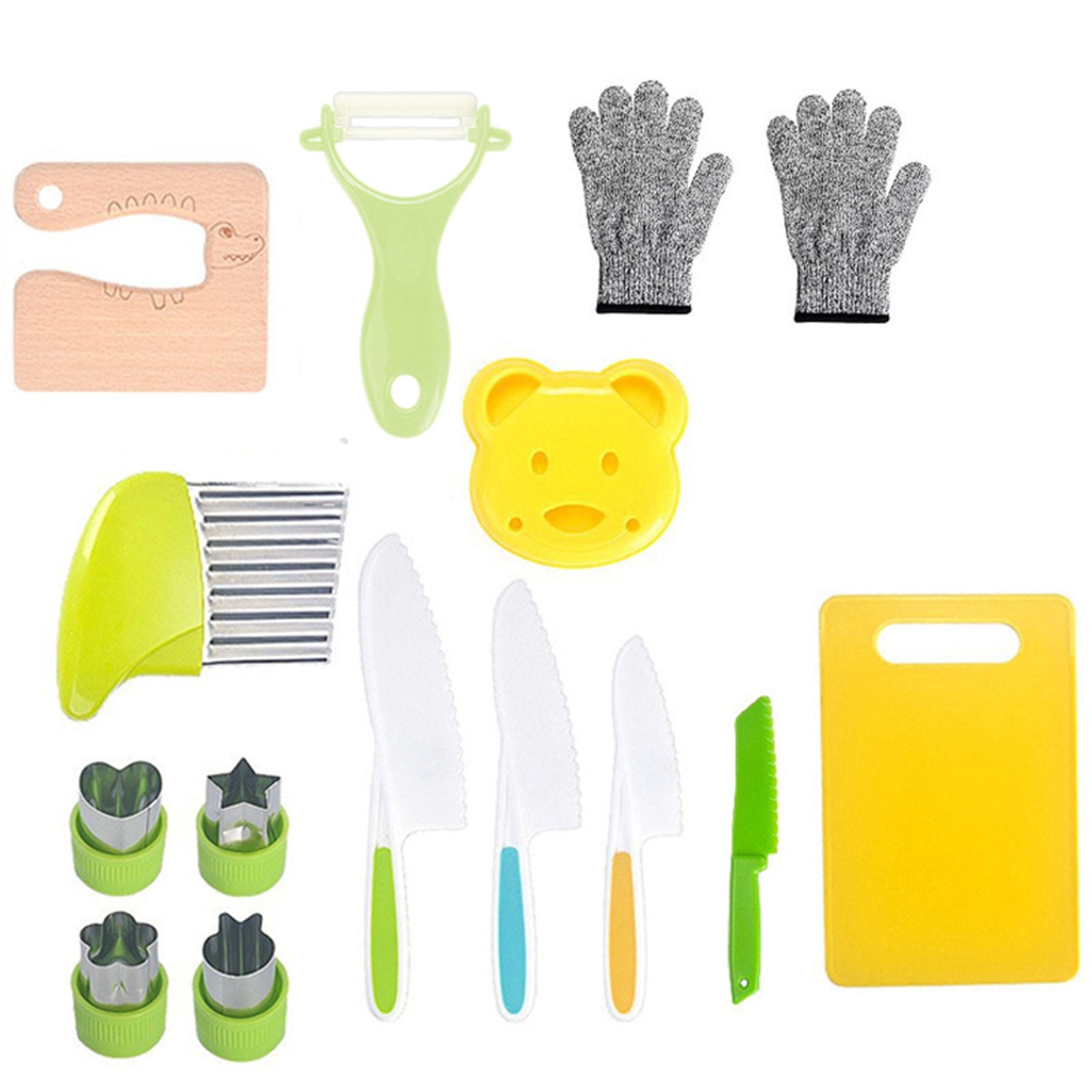 Birdeem 15Pcs Toddler Knife for Chopping Mini Chef Knife Set for Kids Knives Kitchen Knife Set Plastic Children Cooking Cutter Set