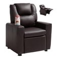 thumbnail image 1 of VEVOR Fauteuil Inclinable pour Enfants en Cuir PU, Fauteuil Inclinable pour Tout-Petits avec Porte-Gobelet (Brun), 1 of 9