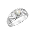 thumbnail image 4 of RYLOS Men's Rings Sterling Silver Classic 7X5MM Oval Gemstone & Diamond Ring Opal October Birthstone Rings For Men Size 9, 4 of 7