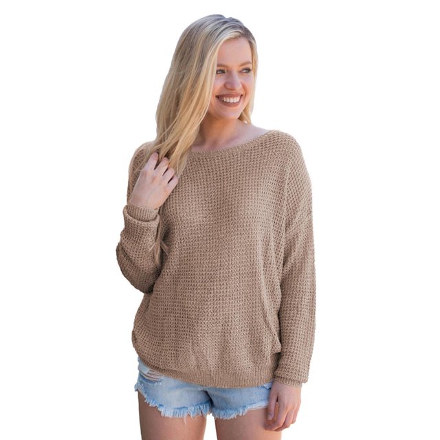 Pull Évidé à Dos Croisé Gris/kaki/brun/noir/rouge/vert pour Femmes