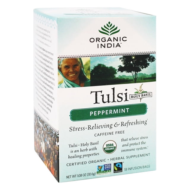 Organic India - Thé Tulsi Menthe Poivrée - 18 Sachets de Thé