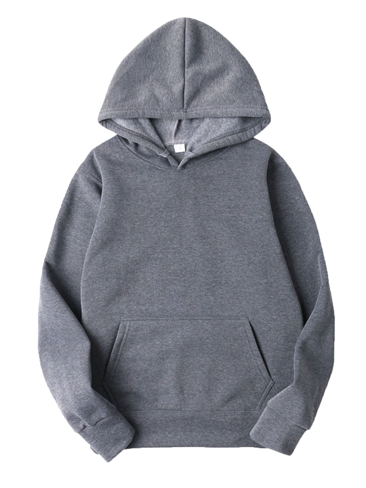 Yeahdor Men's Basic Long Sleeve Drawstring Hoodie Sweatshirt Casual Solid Color Pullover Tops Dark Gray XL