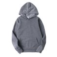 thumbnail image 1 of Yeahdor Men's Basic Long Sleeve Drawstring Hoodie Sweatshirt Casual Solid Color Pullover Tops Dark Gray XL, 1 of 5