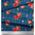 thumbnail image 3 of Soimoi Polyester Crepe Fabric Check,Leaves & Rose Flower Printed Fabric 1 Yard 42 Inch Wide, 3 of 3