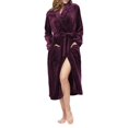 thumbnail image 3 of Womens Robes Plush Fleece Hooded Bathrobe Thick Nightgown with Pockets Sleepwear Deep Robe M, 3 of 8