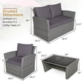 thumbnail image 3 of Costway Ensemble de Mobilier de Terrasse en Rotin 4 Pcs Canapé Table avec Tablette de Rangement Coussin Gris, 3 of 10
