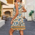 thumbnail image 4 of Ovzne Robes pour Femmes Robe Femmes Mode Été Imprimé Poche Sans Manches Robe Col en V Robe de Vacances Imprimée Liquidation, 4 of 7