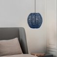 thumbnail image 2 of Abat-jour de Lampe Suspendue Style Rétro Luminaire Abat-Jour en Rotin pour Salon Rond Bleu, 2 of 8