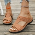 thumbnail image 2 of Wedge Sandals for Women Orthopedic Side Cutout Open Toe Comfortable Breathable Summer Slide Sandals Coffee, 2 of 9