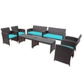 thumbnail image 1 of Patiojoy 8PCS Outdoor Patio Furniture Sets Weather-Resistant Rattan Sofas w/ Soft Cushion Turquoise, 1 of 8