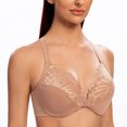 thumbnail image 4 of MELENECA Female Racerback Front Closure Unlined Underwire Bra for Women Cappuccino 48C, 4 of 4
