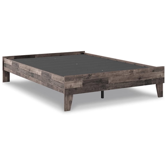 Signature Design by Ashley Neilsville Butcher Block Style Platform Bed, Double, Rustic gray