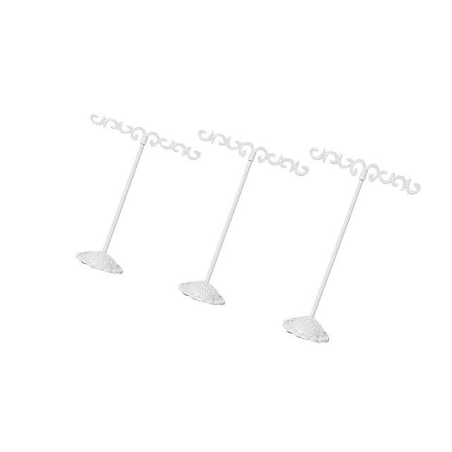 kurtrusly 3x Fer T Barre Boucle d'Oreille Bijoux Présentoir Rack Balance Blanche