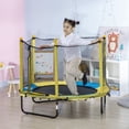 thumbnail image 2 of Qaba Kids Trampoline, Indoor Outdoor Trampoline with Enclosure Net, Yellow, 2 of 10