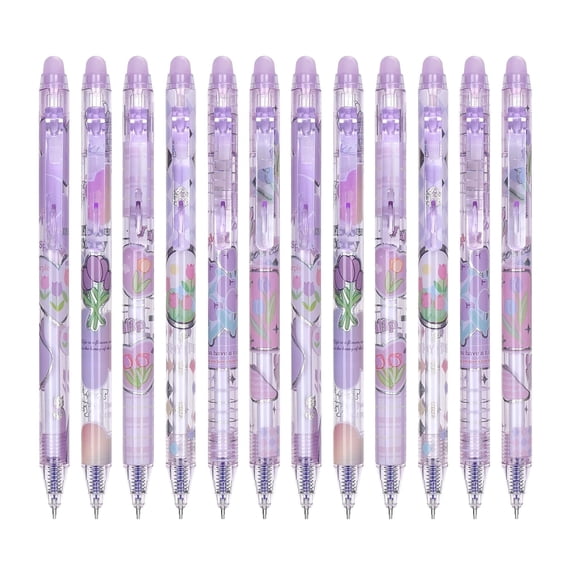 12 PCS Cute Erasable Gel Pens Blue Ink Pen with Eraser 0.5mm Point Smooth Writing Make Mistakes Disappear, Back to School, Smooth Pens for Writing, Back to School Supplies for Planner Journaling