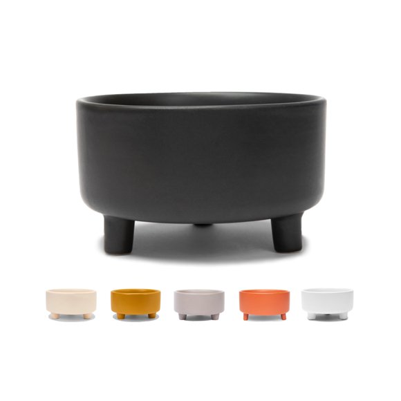 Waggo Uplift Céramique Chien Bowl pour Petites Moyennes et Grandes Races - Nourriture et Eau pour Animaux Lourds et Durables, Lavable au Lave-Vaisselle, Moderne, Mangeoire Surélevée (Moyen, Noir)