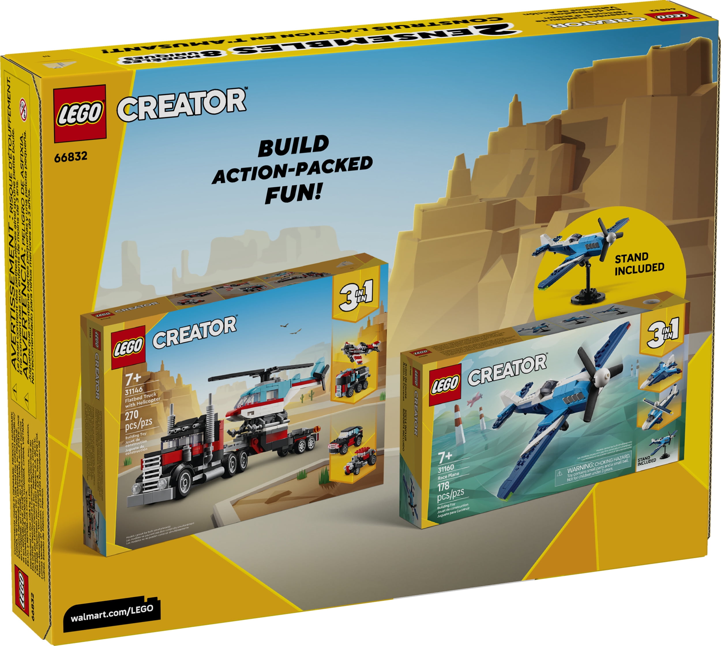 LEGO Creator Action Vehicles Gift Set - Building Toys for Boys & Girls, Ages 7+ - Toy Truck, Helicopter & Plane - Gift for Birthdays - 66832