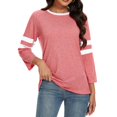 thumbnail image 3 of Timegard Hauts pour Femmes Grande Taille Col Rond Manches 3/4 T-Shirts Confortables Tunique Décontractée pour Porter avec des Leggings, 3 of 4