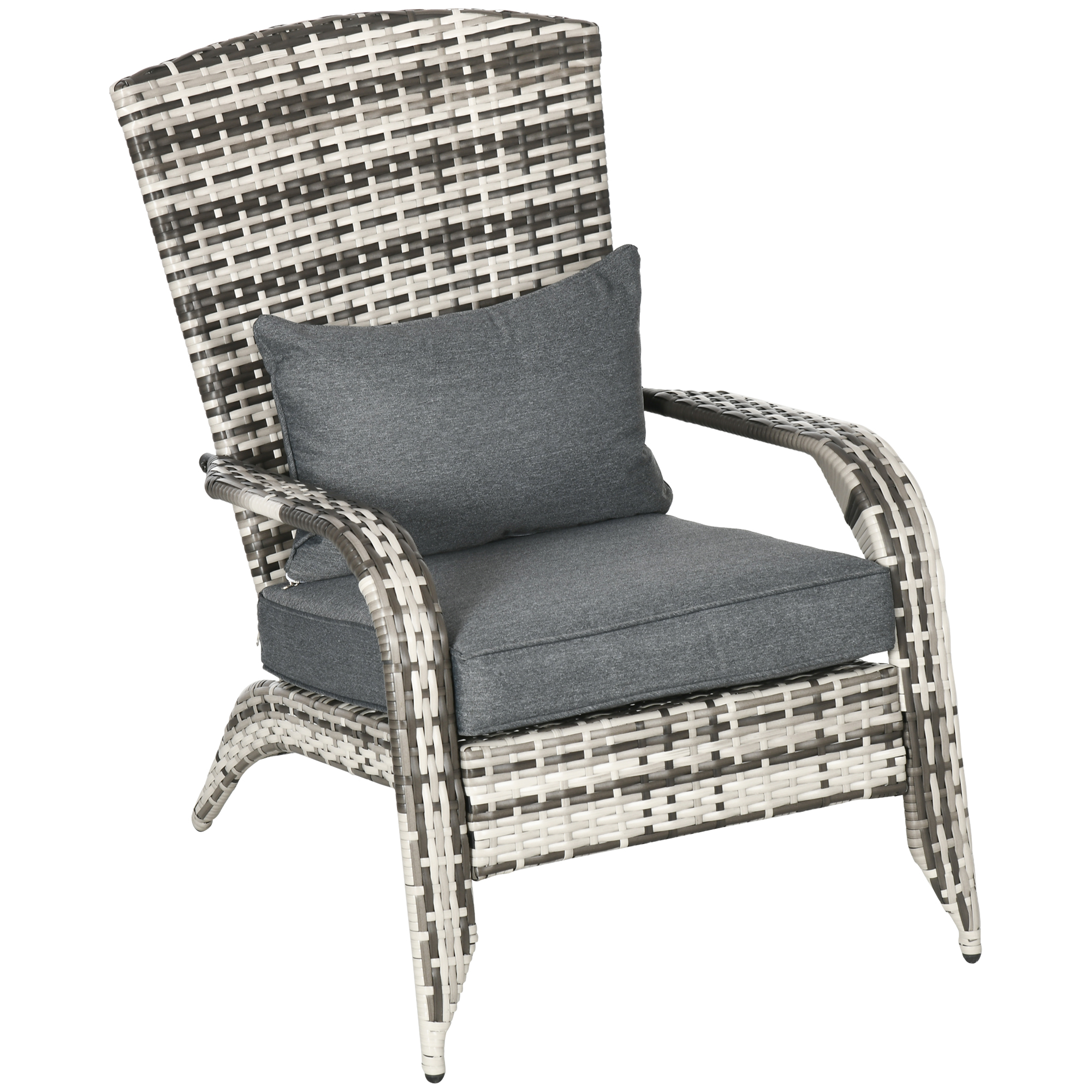 Outsunny Chaise Adirondack d'Extérieur en Rotin pour Foyer avec Coussin Gris