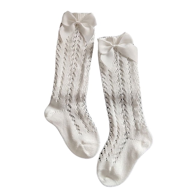 Chaussettes Hautes Jusqu'aux Genoux pour Fille, Crotchet, Ajourées, Nœud, Bas Tube