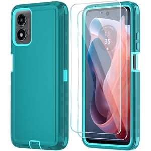 HCTian Phone Case for Motorola Moto G Play 2024 4G Case with HD Screen Protector, Heavy Duty Shockproof & Dropproof 3-Layer Cover Phone Case for Moto G Play 2024