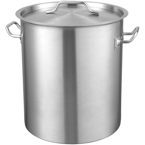 VEVOR 42 Quart Stainless Steel Stockpot with Strainer, Lid, and Handle, Heavy Duty Commercial Grade Cookware for Large Groups and Events, Silver
