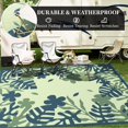 thumbnail image 3 of Outdoor Rug 6x9 ft Outdoor Carpet Camping Mat-Modern Floral & Leaf Rugs Reversible Mat Plastic Straw Rugs for Patio Camping RV Porch Balcony Backyard Picnic Deck Beach Green&Blue, 3 of 7