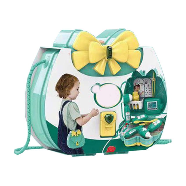 Childrens Role-Playing Game Shoulder Bag Set With Doctor Tools Plastic Material Mint Green Color Size 8 X 6.2 X 3.1 Inches For Pretend Play Gift