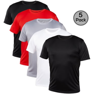 Blank Activewear Lot de 5 T-Shirts pour Hommes, Tissu de Performance à Séchage Rapide