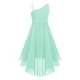 thumbnail image 2 of RUNQHUI Robe Pailletée Sans Manches pour Fille, Bretelles Asymétriques, Nœud Torsadé, Mariage, Fête, Maxi Vert Menthe 8, 2 of 7