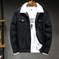 thumbnail image 1 of EGNMCR Vestes pour Hommes Hommes Décontracté Veste Unie Épaisse Plus Polaire Veste à Col Rabattu Manteau à Poches, 1 of 8
