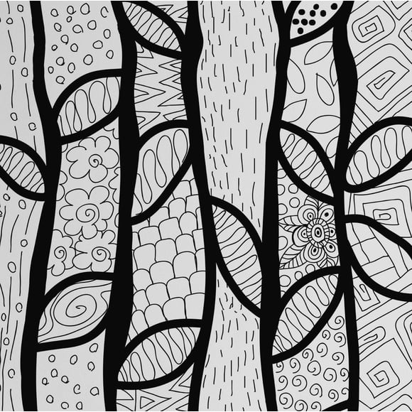 S4Sassy Modern Tree Sketch Print Wallpaper - Black Wall Covering, 25" X 120" Self-Adhesive Vinyl Walls Paper, Decorative Wall Wrap, Easy Diy Walls Covering For Bedroom, Cabinets, Living Spaces