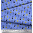 thumbnail image 2 of Soimoi Blue Poly Georgette Fabric Cactus Leaves Decor Fabric Printed Yard 52 Inch Wide, 2 of 3