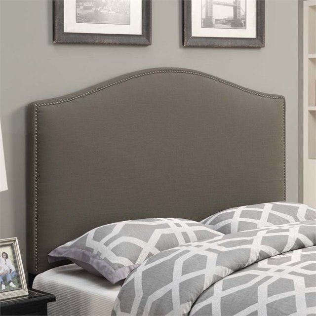 PRI Camel Back Upholstered King Headboard in Taupe Brown