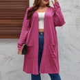thumbnail image 4 of FAIWAD Women Long Cardigan Sweaters with Pocket Long Sleeve Ribbed Knit Open Front Coat, 4 of 7