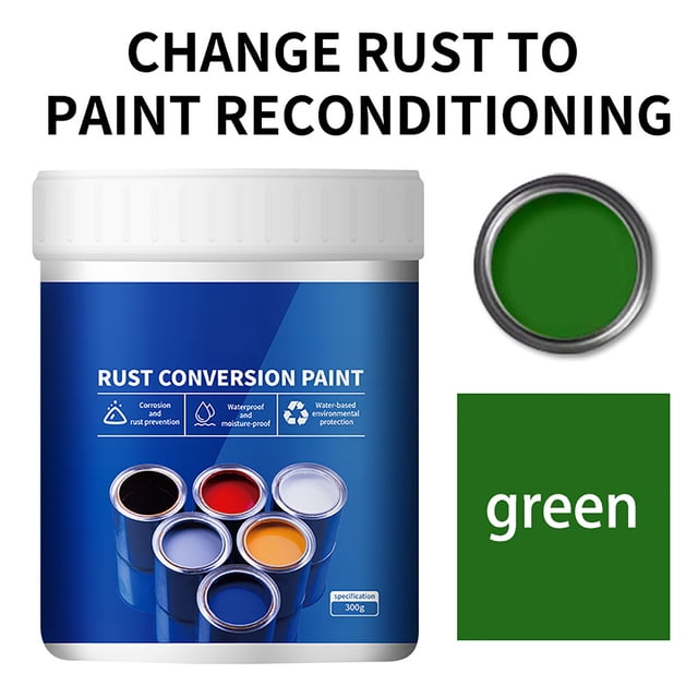 Yhmxh Fournitures de Nettoyage Nettoyant Polyvalent Résistant aux Intempéries Peinture Convertisseur de Rouille pour Métal à Base d'Eau Peinture Anti-Rouille Réduite Peinture Métallique Sans Rouille Peinture de Conversion de Rouille Couleur Acier Carrelage Rénovations 300g