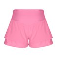 thumbnail image 4 of Besolor Womens Athletic Shorts Double Layers Ruffle High Waist Running Workout Tennis Shorts with Build in Shorts, 4 of 6