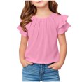 thumbnail image 1 of Yanlir 2025 Chemises d'Été pour Enfants Manches Raglan T-Shirt Graphique à Manches Courtes Haut à Col Rond T-Shirt pour Filles Tee Ample Décontracté Hauts (Rose#1, 11 Ans), 1 of 7