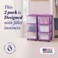 thumbnail image 2 of Homz Clear Plastic 3 Drawer Storage Container Tower w/Wheels, (2 Pack), 2 of 10