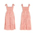 thumbnail image 4 of Women‘s Summer Boho Spaghetti Strap Square Neck Floral Ruffle A Line Beach Long Maxi Swing Dress Sundress, 4 of 5